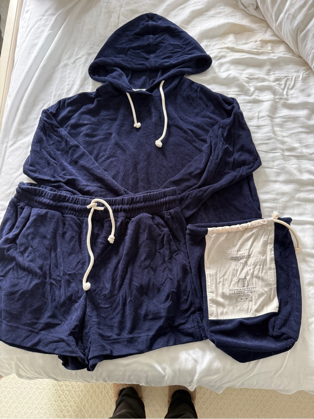 Navy Terry Athletic Shorts and Swearshirt Set